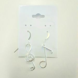 Sterling Silver Clef and Note Earrings